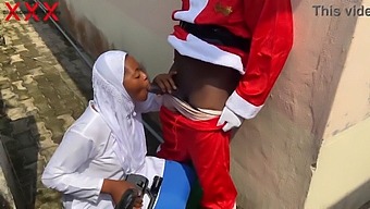 Santa And Hijabi Babe Engage In Intimate Christmas Celebration. Subscribe For More.