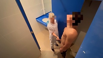 A Gym Cleaning Girl Spies On A Man Jerking Off And Provides A Handjob