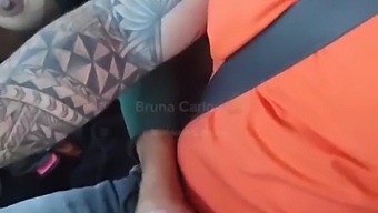 A Stunning Blonde Enjoys Oral Sex In A Car And Tastes Milk
