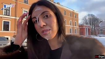 Stunning Woman Parades Around With Semen On Her Face In Broad Daylight, Thanks To A Kind Stranger - Cumwalk