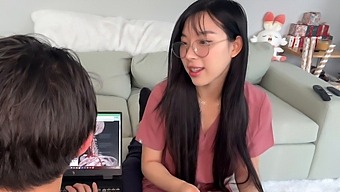 Elle Lee, A Medical Student, Reciprocates Her Tutor'S Advances In A Steamy Session