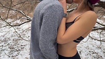 Wife Enjoys Snowy Public Sex With Husband And Friend, Receives Double Creampie