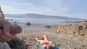 Daring Exhibitionist Shows Off His Penis To A Nudist Milf Who Gives Him A Blowjob On The Beach