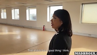 Interracial Couple Uses Real Estate Agent For A Hot Fucking Session In The Bathroom