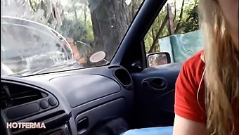 A Middle-Aged Woman Engages In Oral Sex With An Unknown Man In A Parked Car